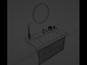 Designer bathroom sink low-poly with collection 3D 模型