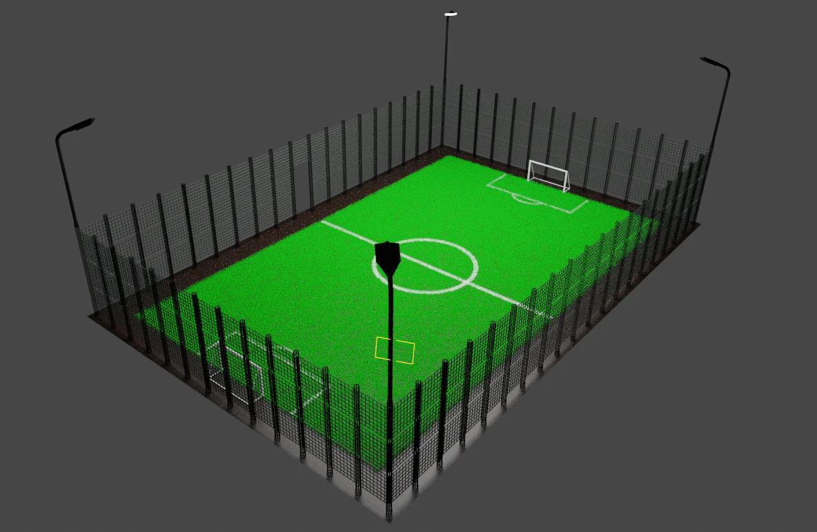 Mini football field with artificial grass 3D Model .c4d .max .obj .3ds .fbx .stl .blend 