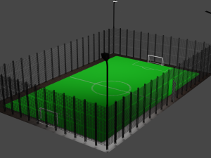 Mini football field with artificial grass 3D Model