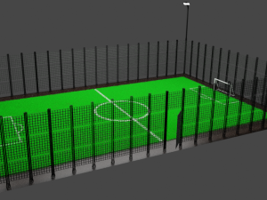 Mini football field with artificial grass 3D Model
