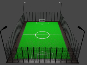 Mini football field with artificial grass 3D Model