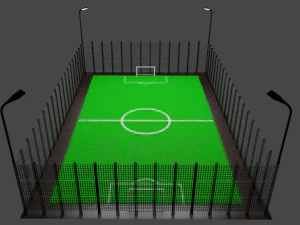 Mini football field with artificial grass 3D Model