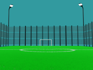 Mini football field with artificial grass 3D Model
