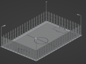 Mini football field with artificial grass 3D Model