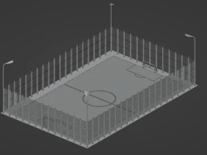 Mini football field with artificial grass 3D Model