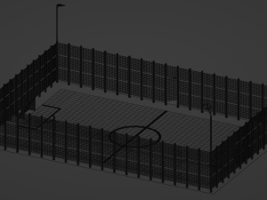 Mini football field with artificial grass 3D Model