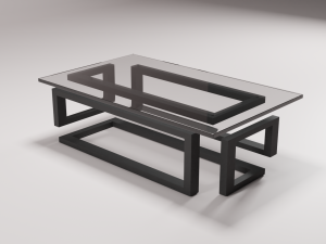 Loft glass metallic table 3D Модель