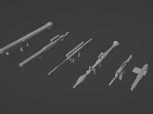 Kolekcja broni Low-poly Model 3D