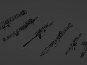 Weapons collection Low-poly 3D Model