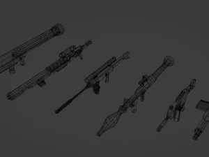 Kolekcja broni Low-poly Model 3D