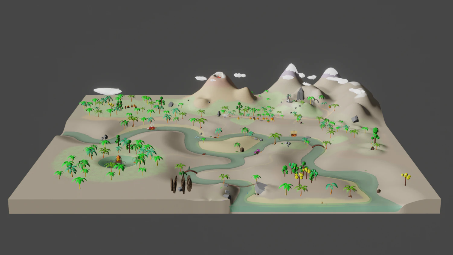 Lost Worl lost land pak Low-poly 3D Model .c4d .max .obj .3ds .fbx .stl .blend 