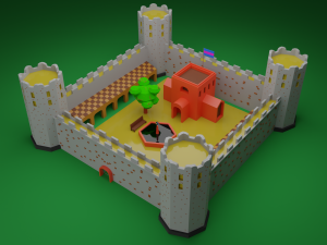 Fortress medieval Low-poly Modèle 3D