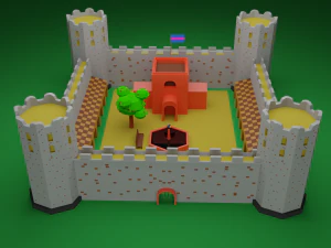 Fortress medieval Low-poly 3D Model