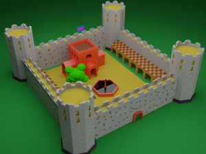 Fortress medieval Low-poly Modèle 3D
