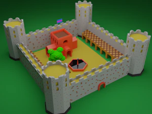 Fortress medieval Low-poly 3D Model