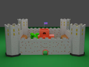 Fortress medieval Low-poly 3D Model
