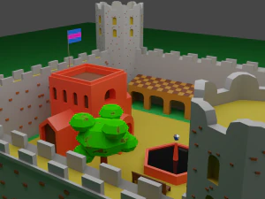 Fortress medieval Low-poly 3D Model