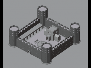 Fortress medieval Low-poly Modèle 3D