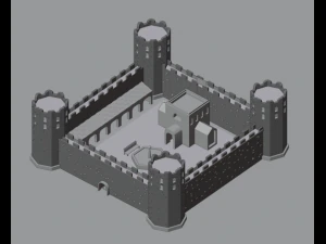 Fortress medieval Low-poly 3D Model