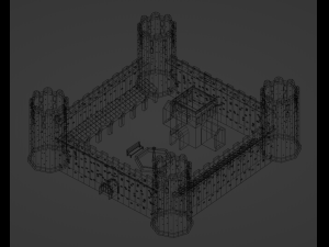 Fortress medieval Low-poly Modèle 3D