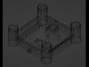 Fortress medieval Low-poly 3D Model