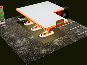 Gas station Low-poly 3Dモデル