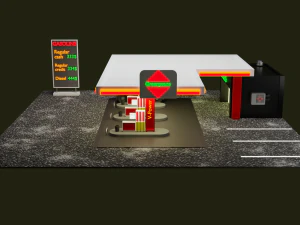 Gas station Low-poly 3D Model