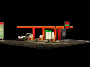 Gas station Low-poly 3D Model
