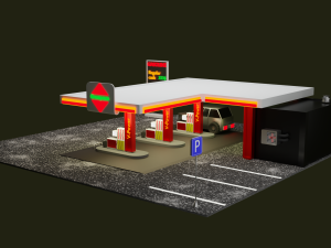 Gas station Low-poly 3D 模型