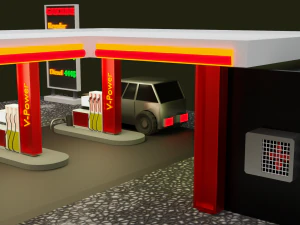 Gas station Low-poly 3D Model