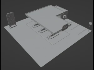 Gas station Low-poly 3D Model