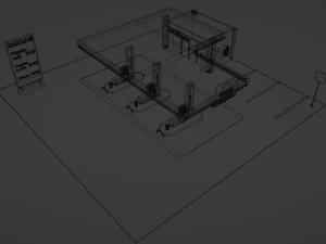 Gas station Low-poly 3D Model