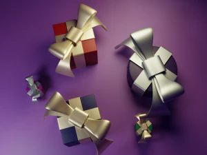 Gift Wrap and Bow Gift packaging HD 3D Model