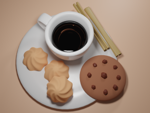 Coffee and Cookies Free 3D Model