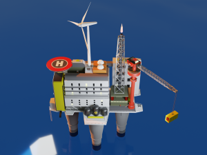 Oil Platform Low-poly 3D Model