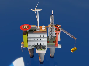 Oil Platform Low-poly 3D Model
