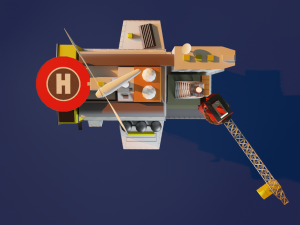 Oil Platform Low-poly 3D Model