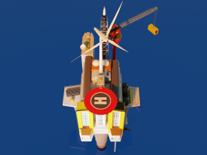 Oil Platform Low-poly 3D Model