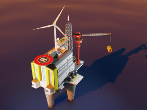 Oil Platform Low-poly 3D Model