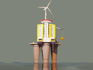 Oil Platform Low-poly 3D Model