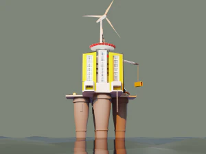 Oil Platform Low-poly 3D Model