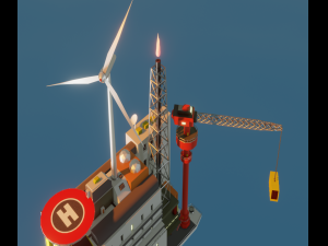 Oil Platform Low-poly 3D Model
