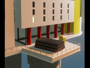 Oil Platform Low-poly 3D Model