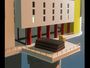 Oil Platform Low-poly 3D Model