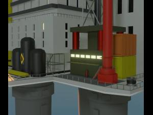 Oil Platform Low-poly 3D Model