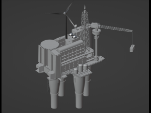 Oil Platform Low-poly 3D Model