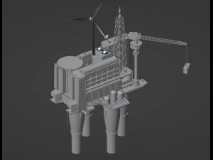 Oil Platform Low-poly 3D Model