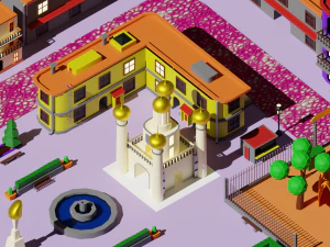 Pakiet środowiska Low-poly Lokalizacja gry Mapa Low-poly Model 3D