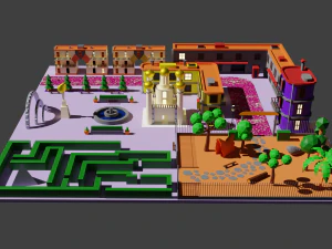 Environment pack Low-poly Game location Map Low-poly 3D Model