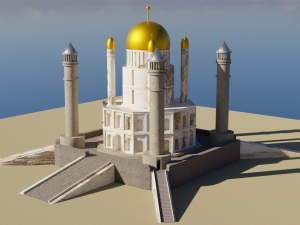 Temple complex of marble and stone Low-poly 3Dモデル